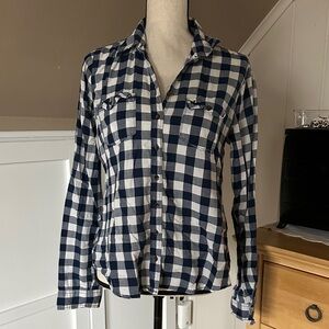 Abercrombie & Fitch Blue and White Plaid Button-Down Shirt